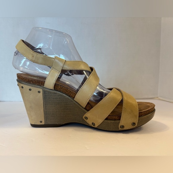 Dansko Frida antique beige sand leather wedge heel sandals size 40 9 - Picture 5 of 11